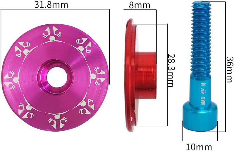 DEYING Bike Headset Cap with Aluminum Bolts 1-1/8 Stem Top Cap with Aluminum Alloy Bolt for MTB, Road Bike - Image 2